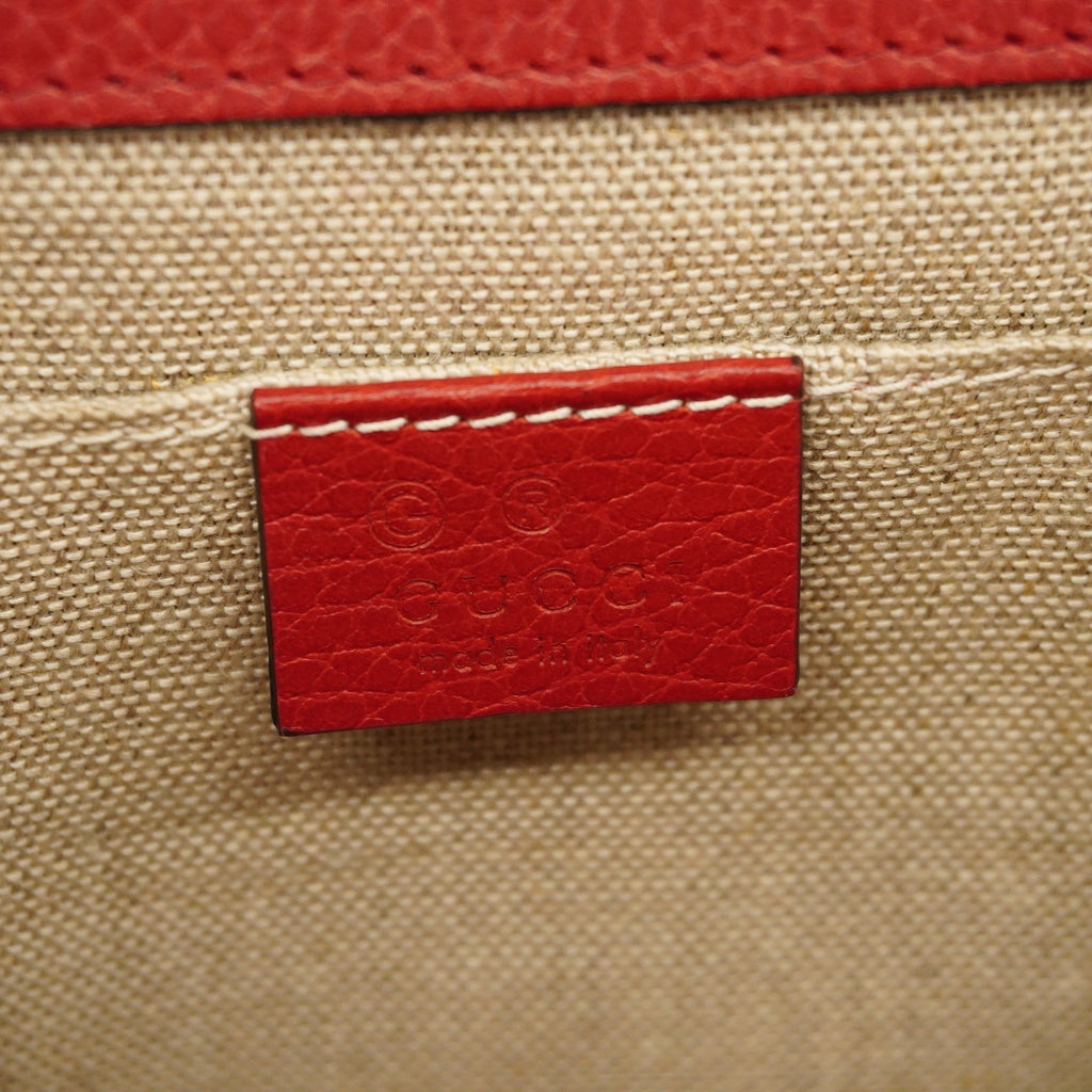 GUCCI  Interlocking G 510304 Women's Leather Shoulder Bag Red Color