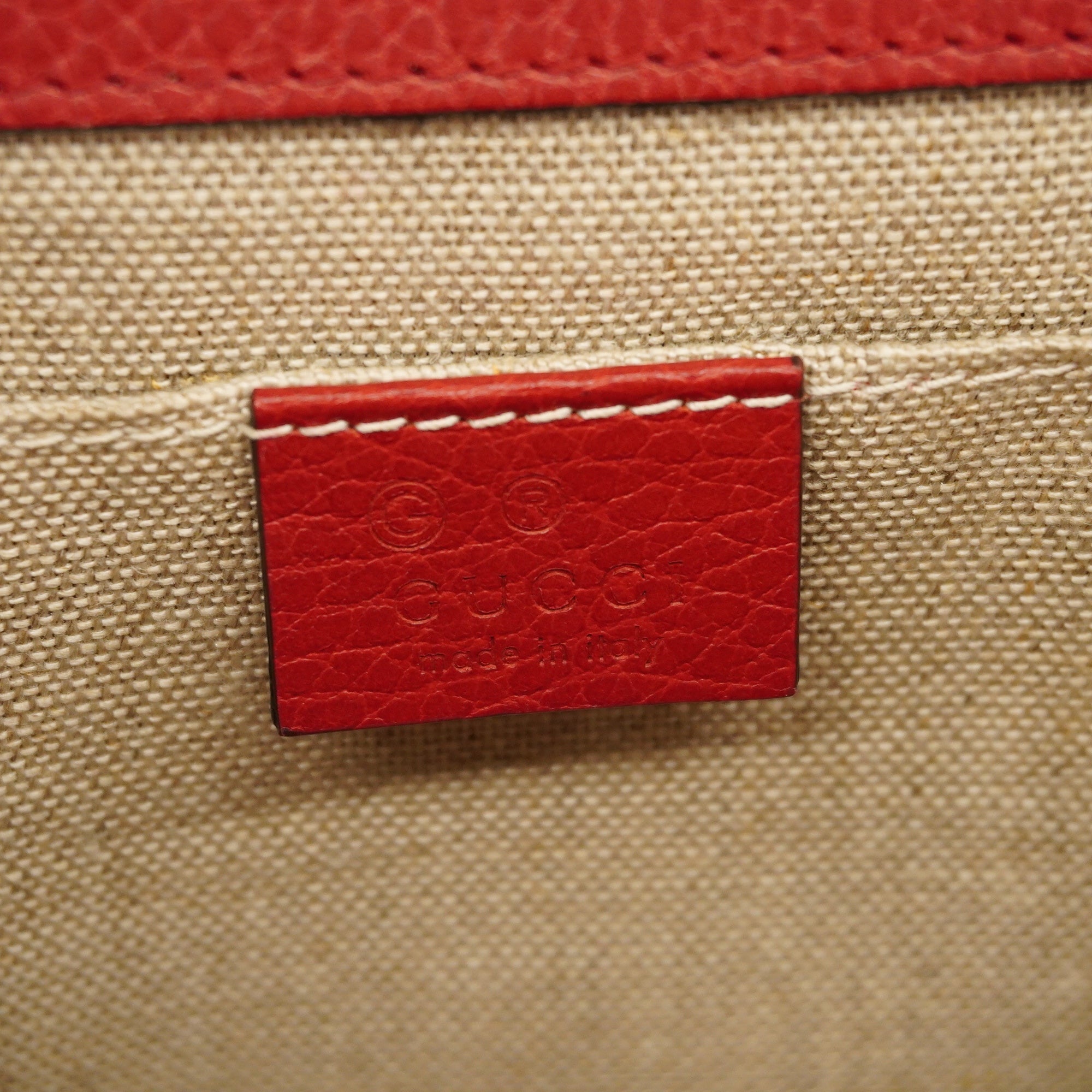 GUCCI  Interlocking G 510304 Women's Leather Shoulder Bag Red Color