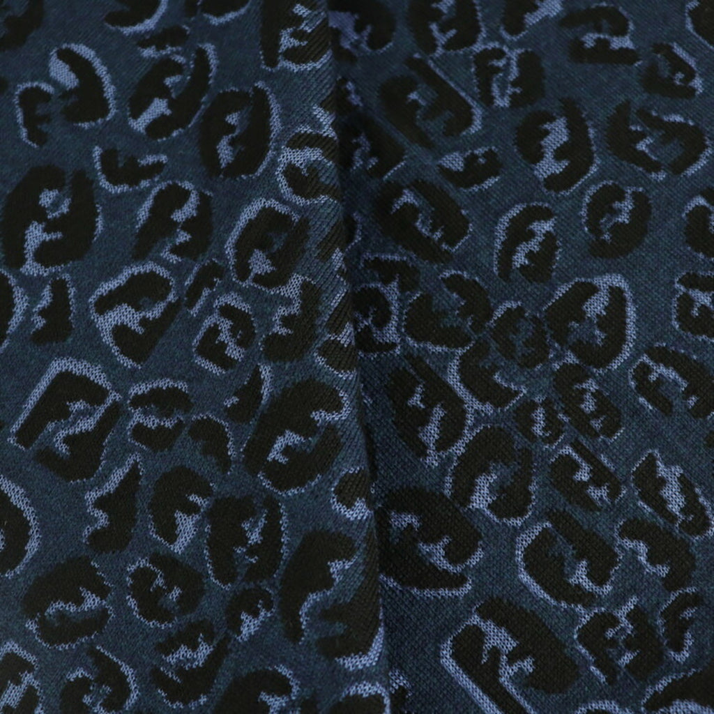 FENDI Zucca pattern muffler FXT151 A208 wool rayon blue navy leopard