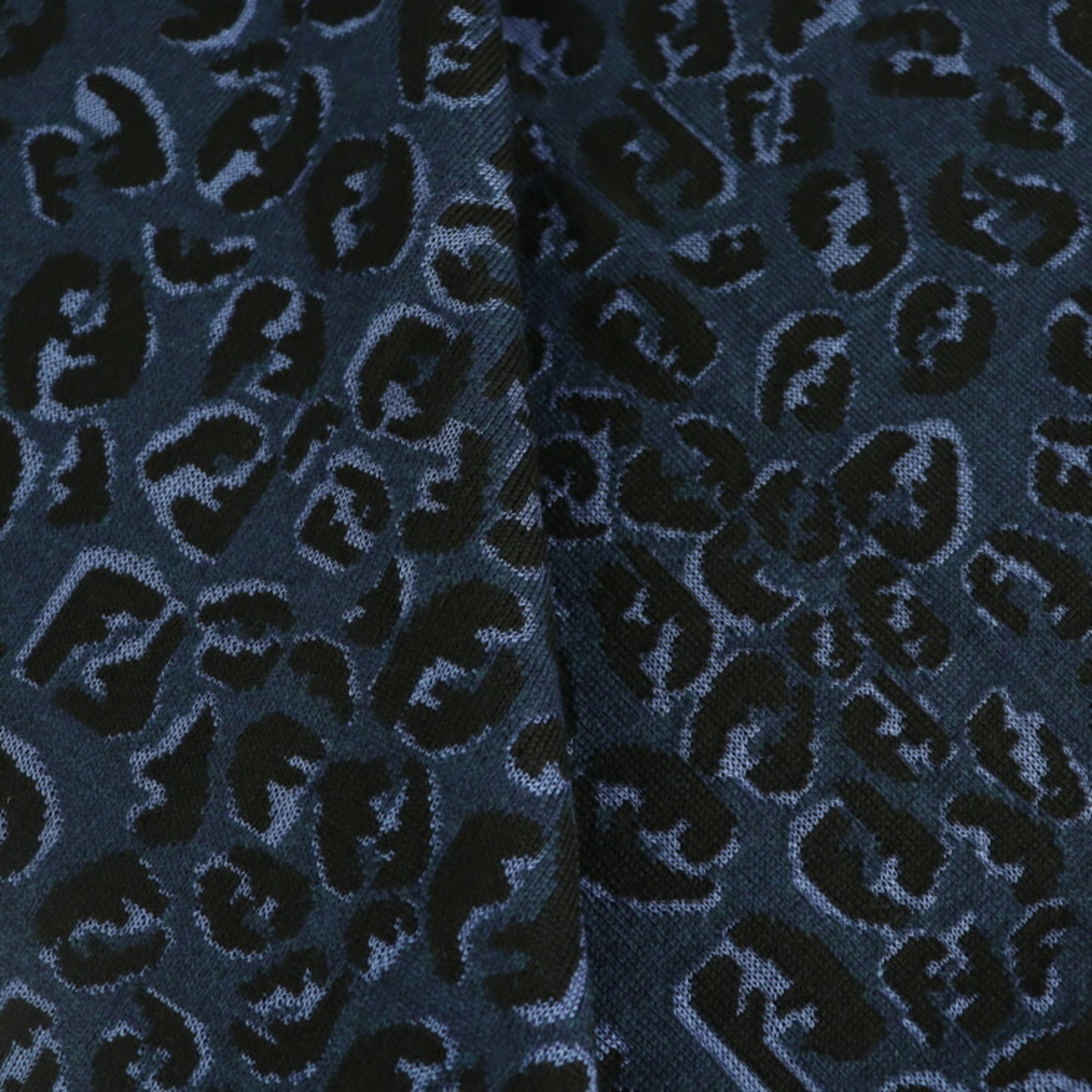 FENDI Zucca pattern muffler FXT151 A208 wool rayon blue navy leopard