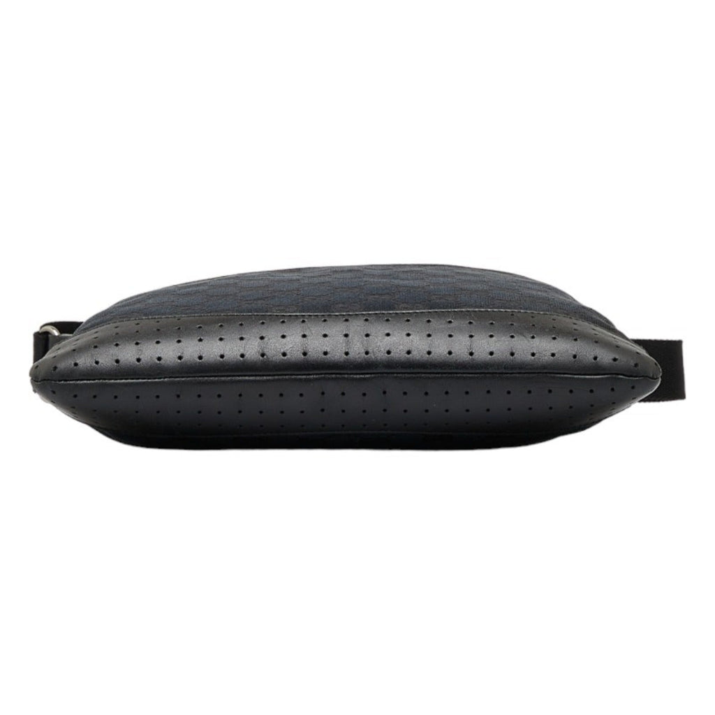 GUCCI GG Canvas Shoulder Bag 145857 Black Leather Women's