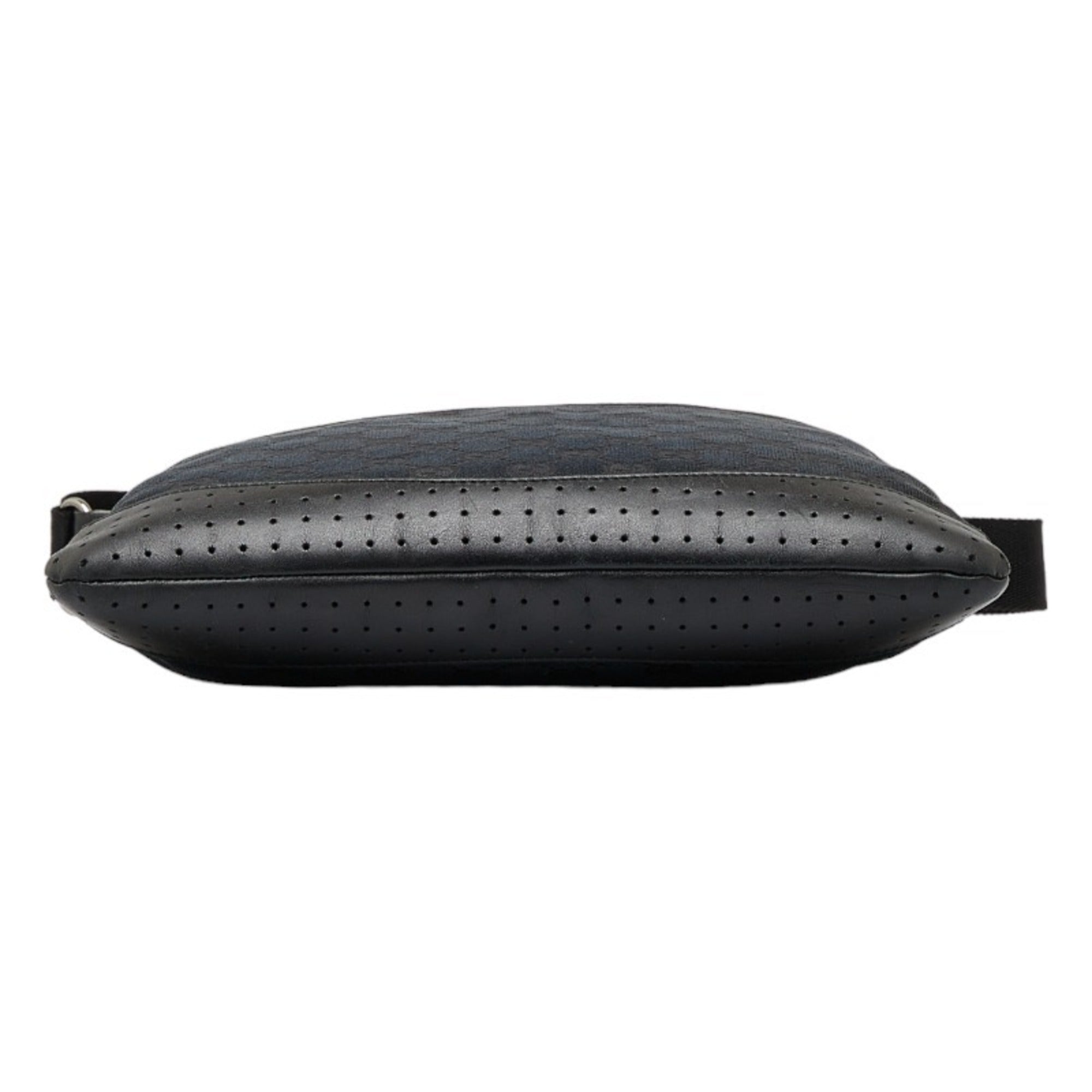 GUCCI GG Canvas Shoulder Bag 145857 Black Leather Women's