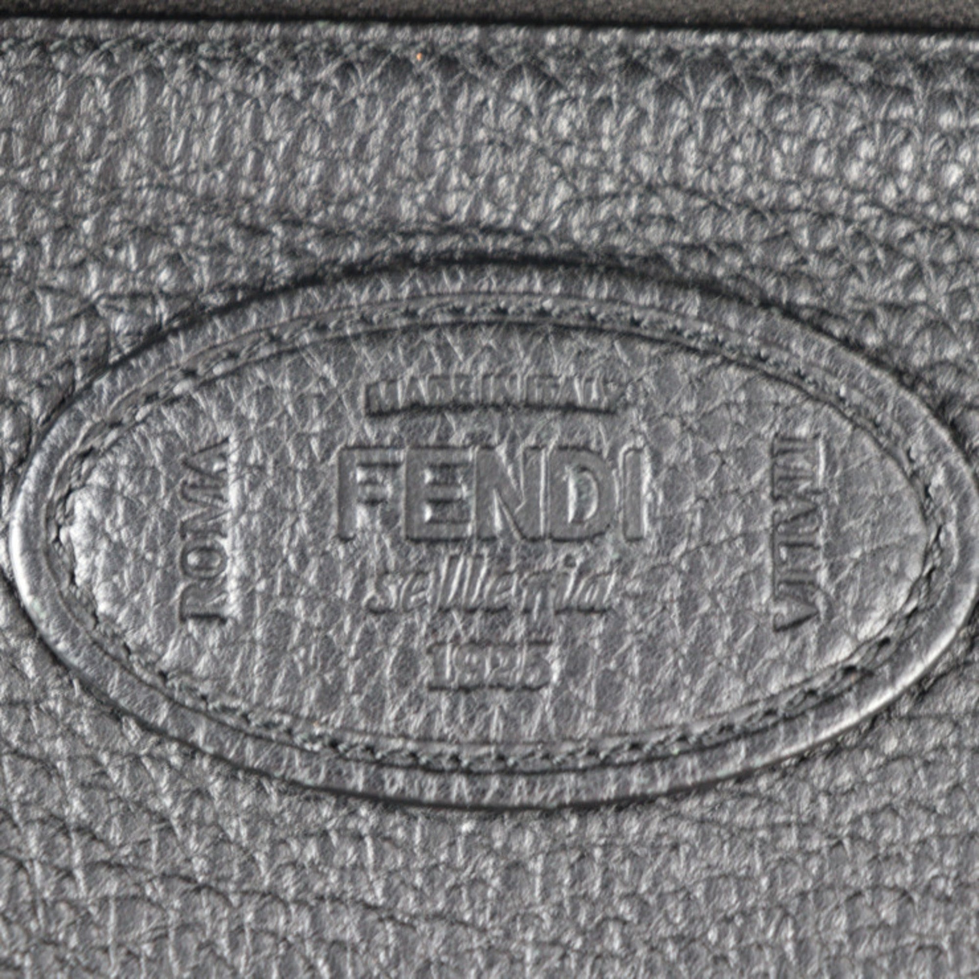 FENDI Visor Way Selleria Business Bag 7VA458 Leather Black Blue Yellow Silver Hardware 2WAY Shoulder