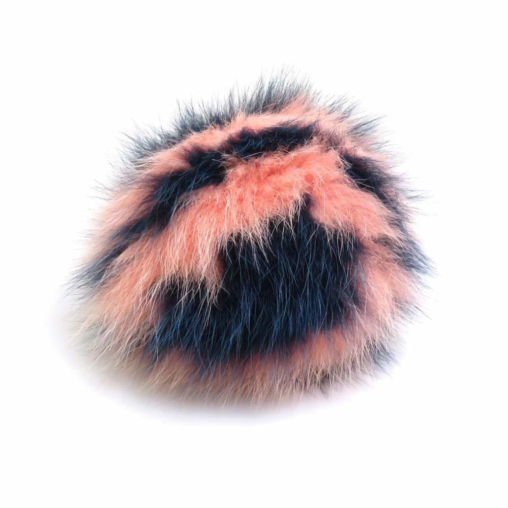 FENDI Charm Pom Fur/Leather Pink/Navy Silver Unisex