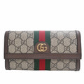 GUCCI Ophidia GG Supreme Sherry Continental Long Wallet 523153 Beige Brown Women's