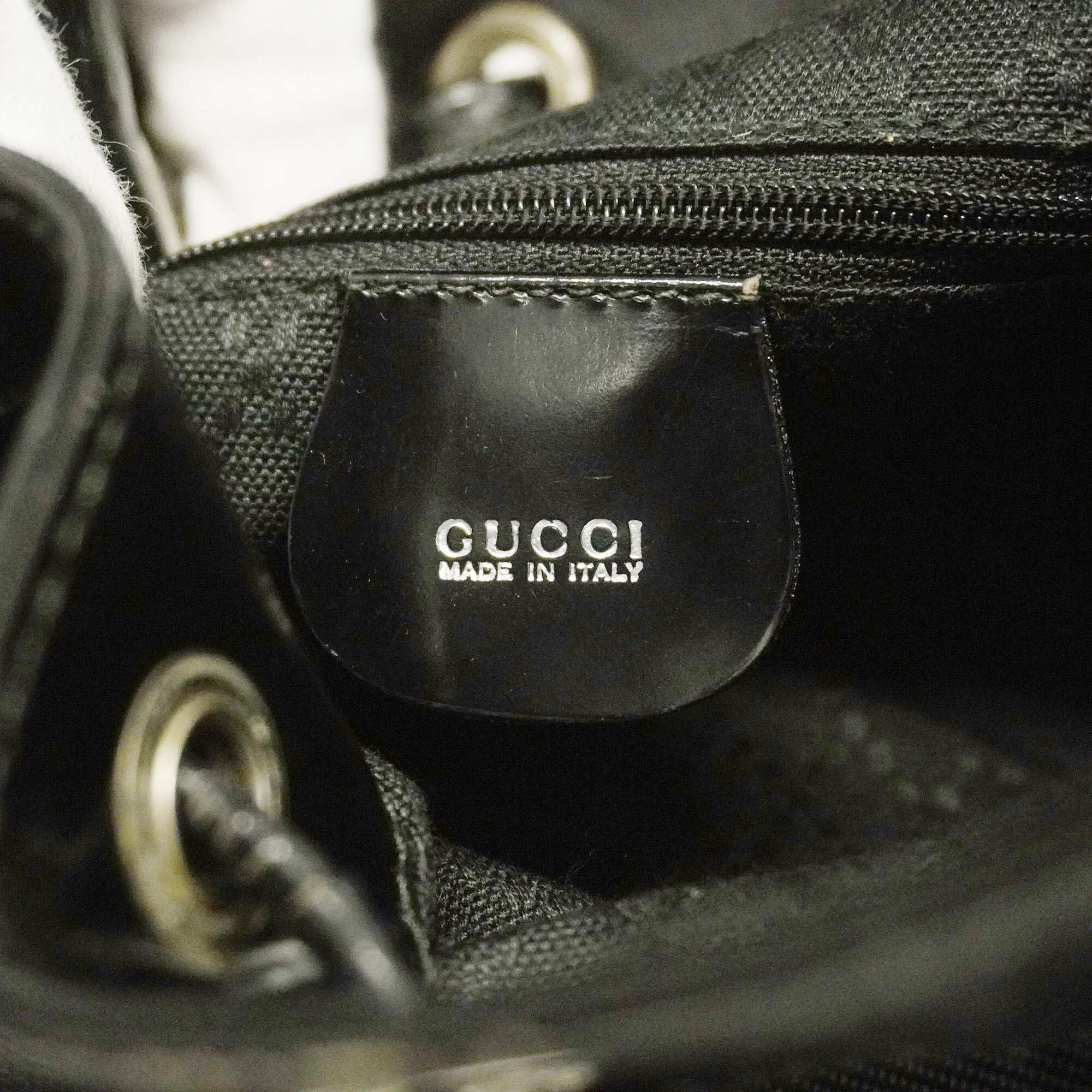 GUCCI  Bamboo Shoulder Bag Nylon/enamel 003 2113 0036 Shoulder Bag Black