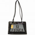 FENDI mesh leather black tote bag 0142