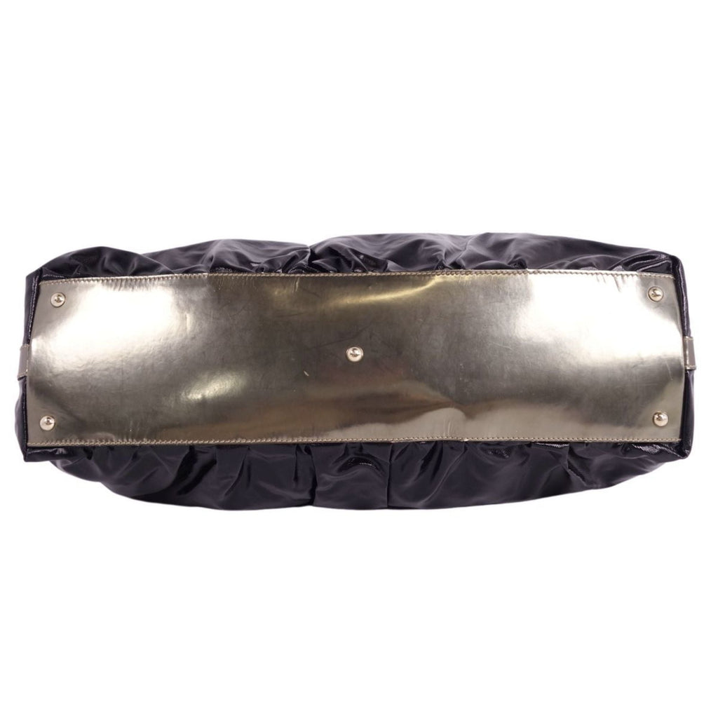 GUCCI bag 2way Boston canvas leather bamboo men's women's black/gold