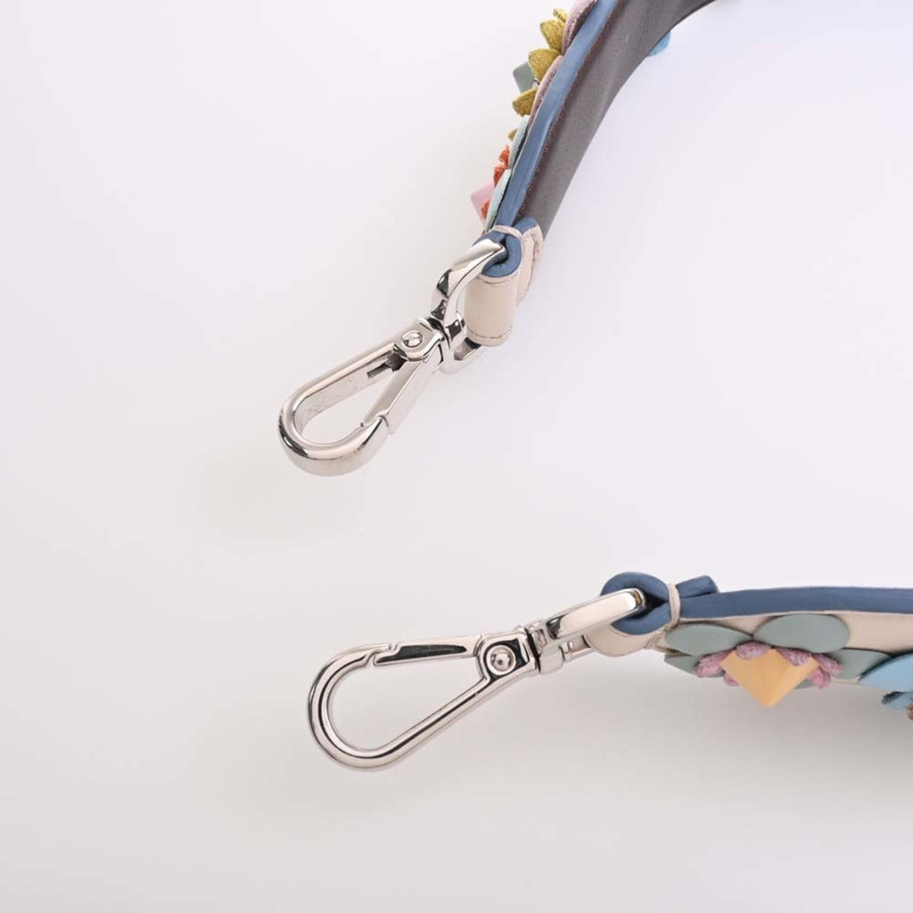 FENDI Leather Strap You Flower Studded Shoulder Beige/Multicolor Ladies