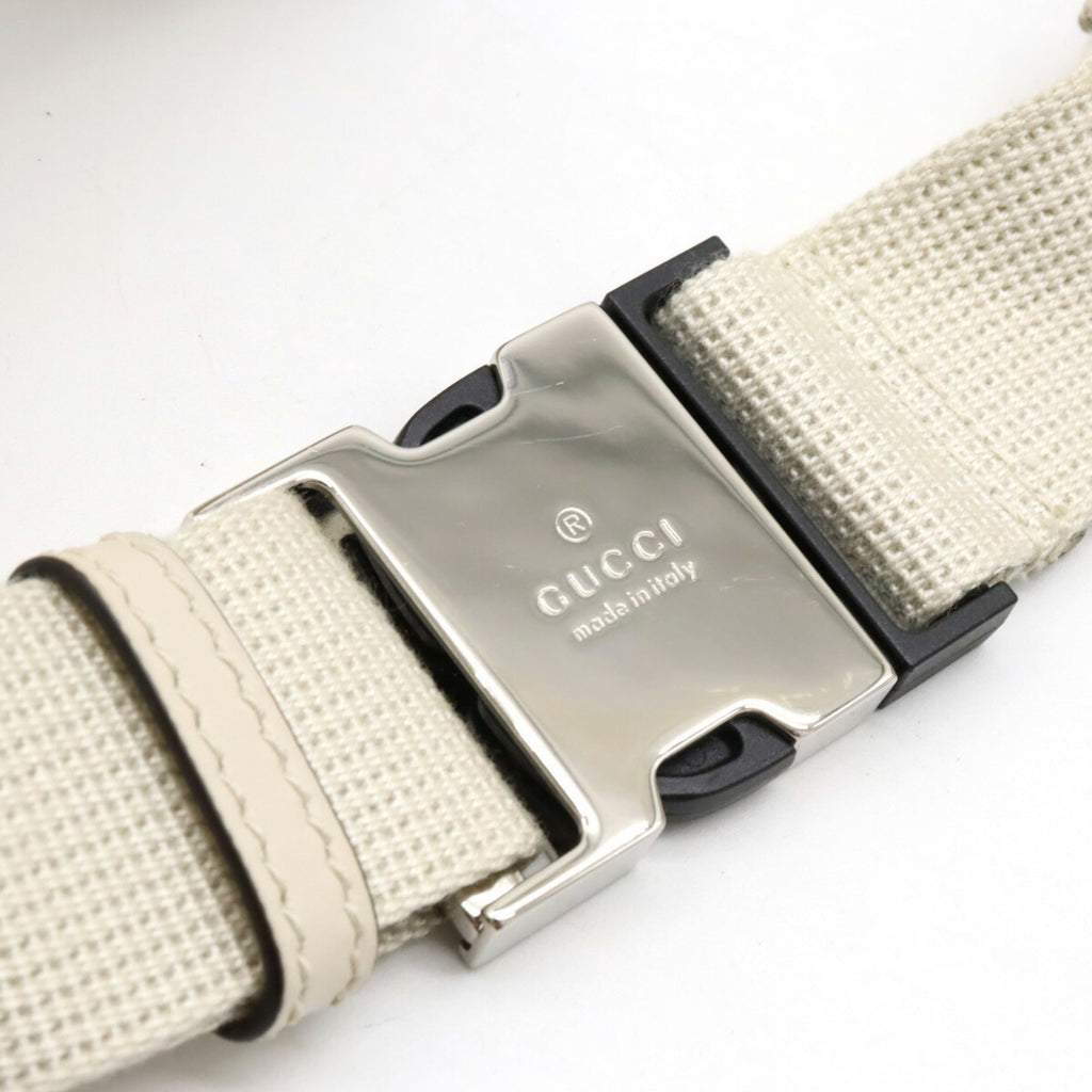 GUCCI GG embossed belt bag body waist pouch hip punching leather ivory white 645093