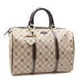GUCCI Boston Bag GG Supreme Women's Beige Brown PVC Patent Leather 193603 Hand Plus