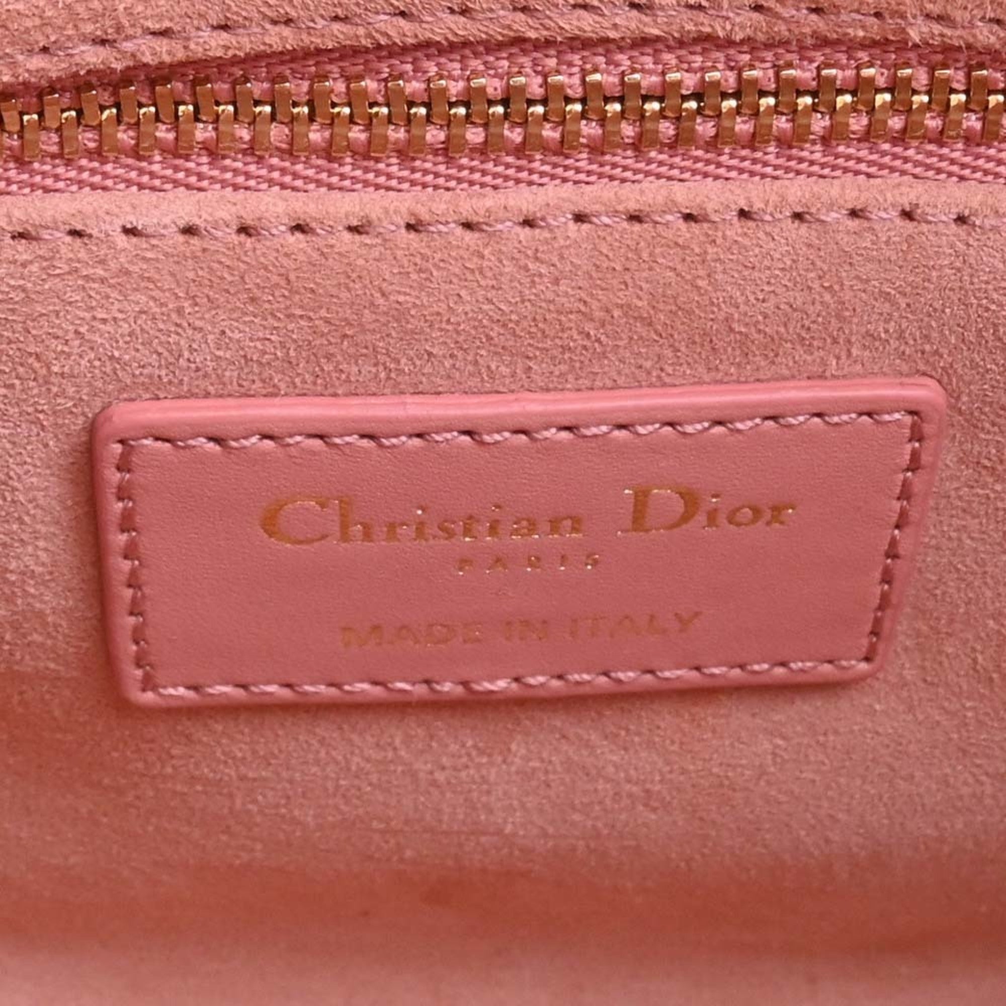 CHRISTIAN DIOR MY ABC DIOR My Lady Cannage Leather Handbag Pink Ladies