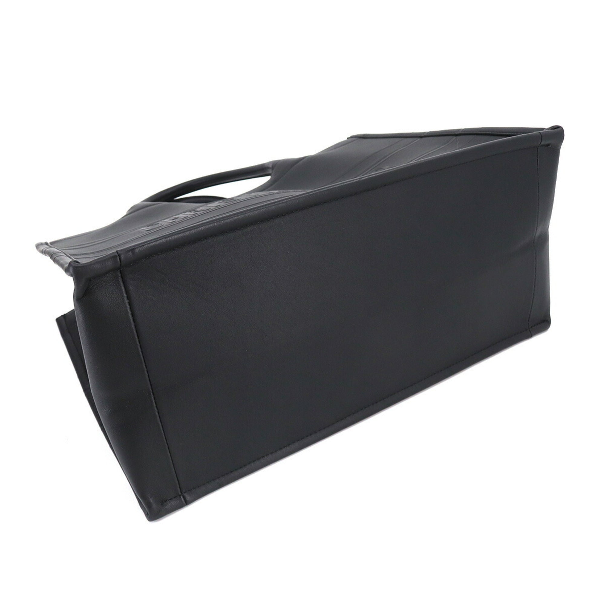 CHRISTIAN DIOR Book Tote Bag Medium Leather Black M1296ZGSB