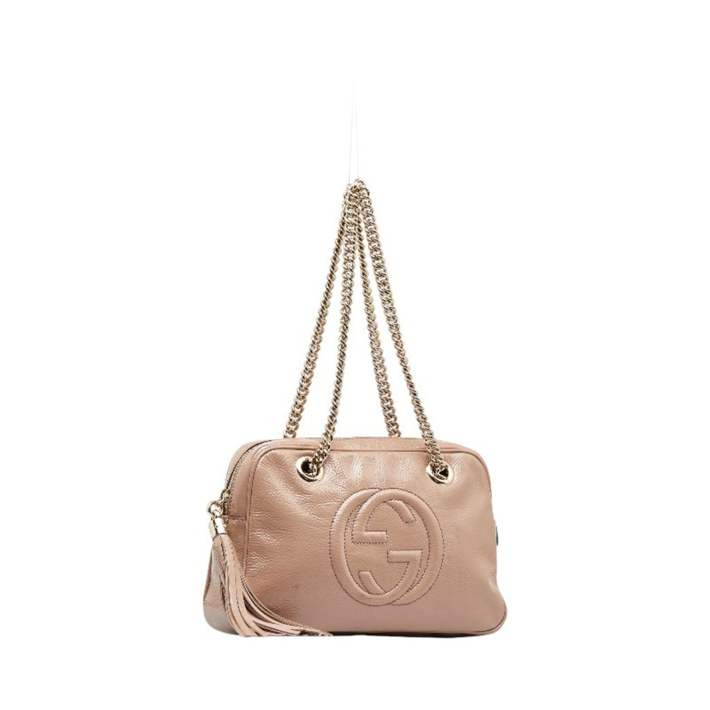 GUCCI Soho Chain Shoulder Bag 308983 Pink Gold Leather Women's