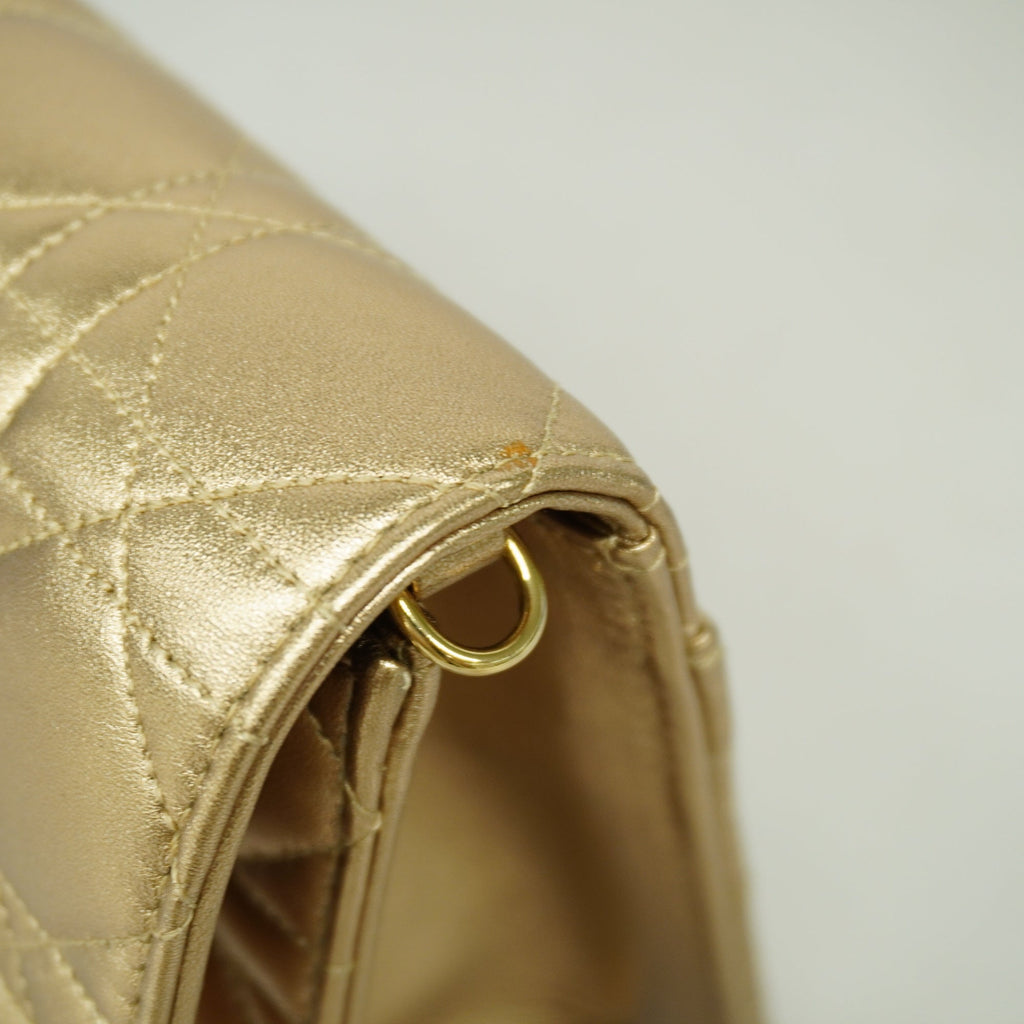 CHRISTIAN DIOR  Cannage/Lady Dior Women's Leather Clutch Bag Gold