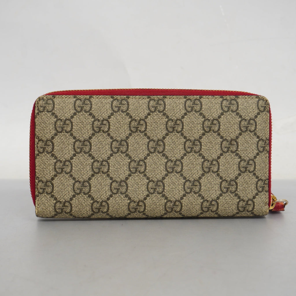 GUCCI  Mystic Cat 499382 Gold Hardware Women's GG Supreme,Leather Wallet