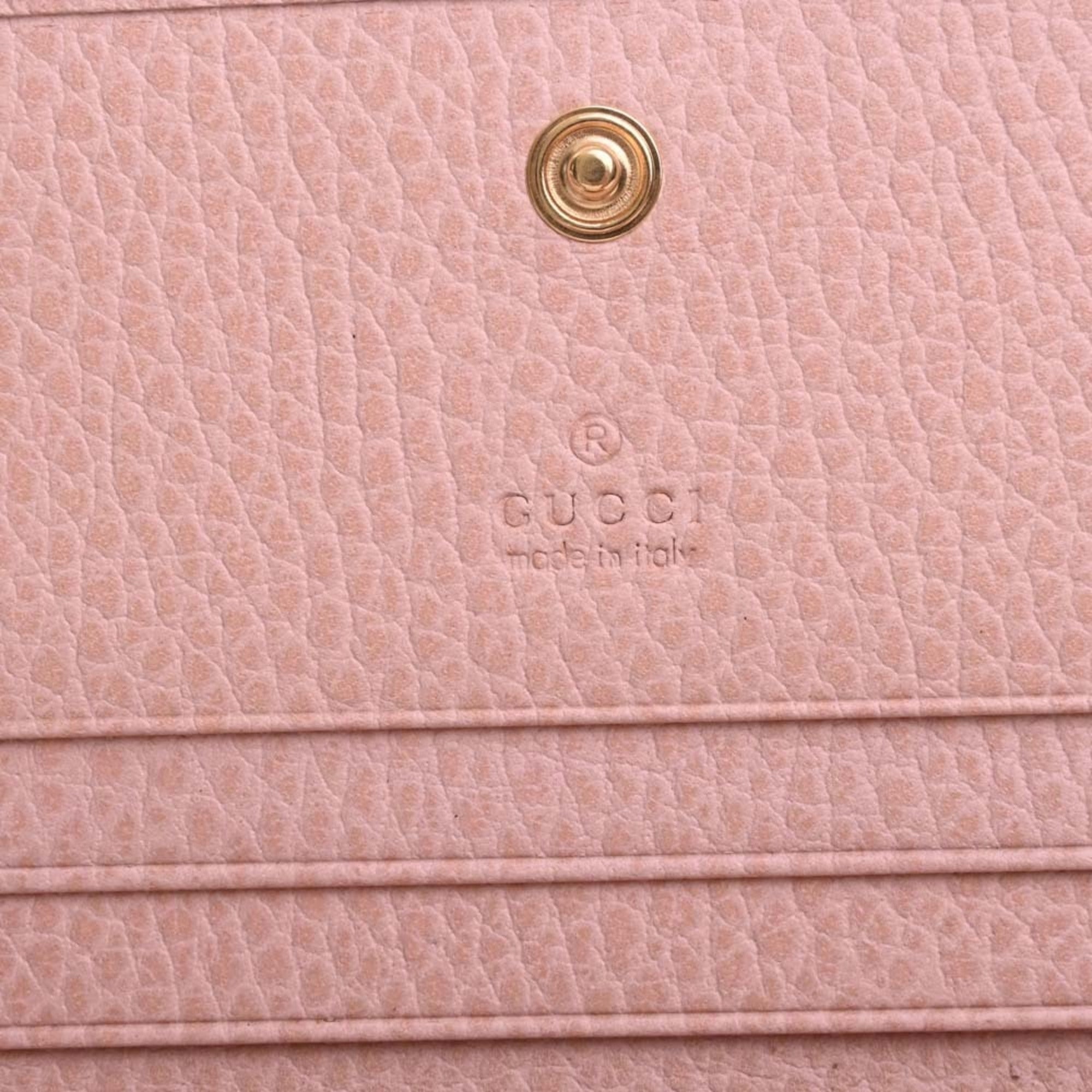 GUCCI GG Marmont Leather Bifold Wallet 456126 Pink Women's