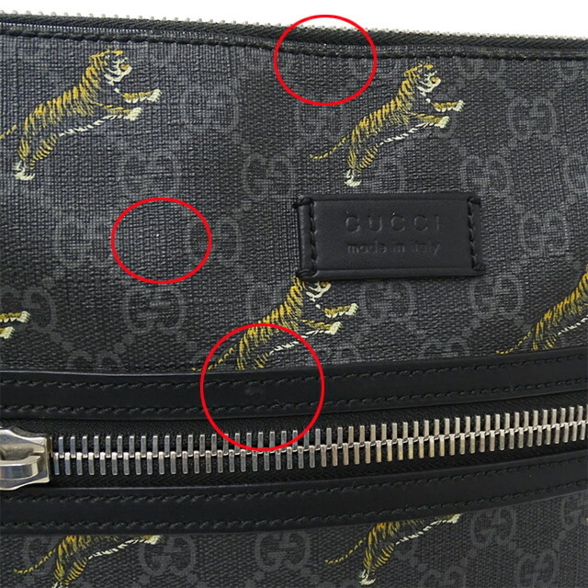 GUCCI Bag Men's GG Supreme Shoulder Black 474137 Tiger