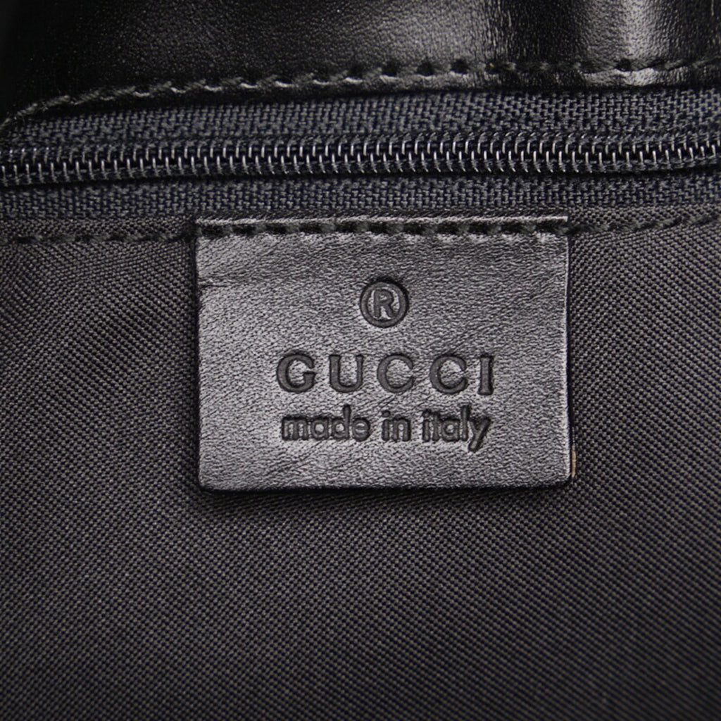 GUCCI GG canvas handbag tote bag 0021080 black leather ladies