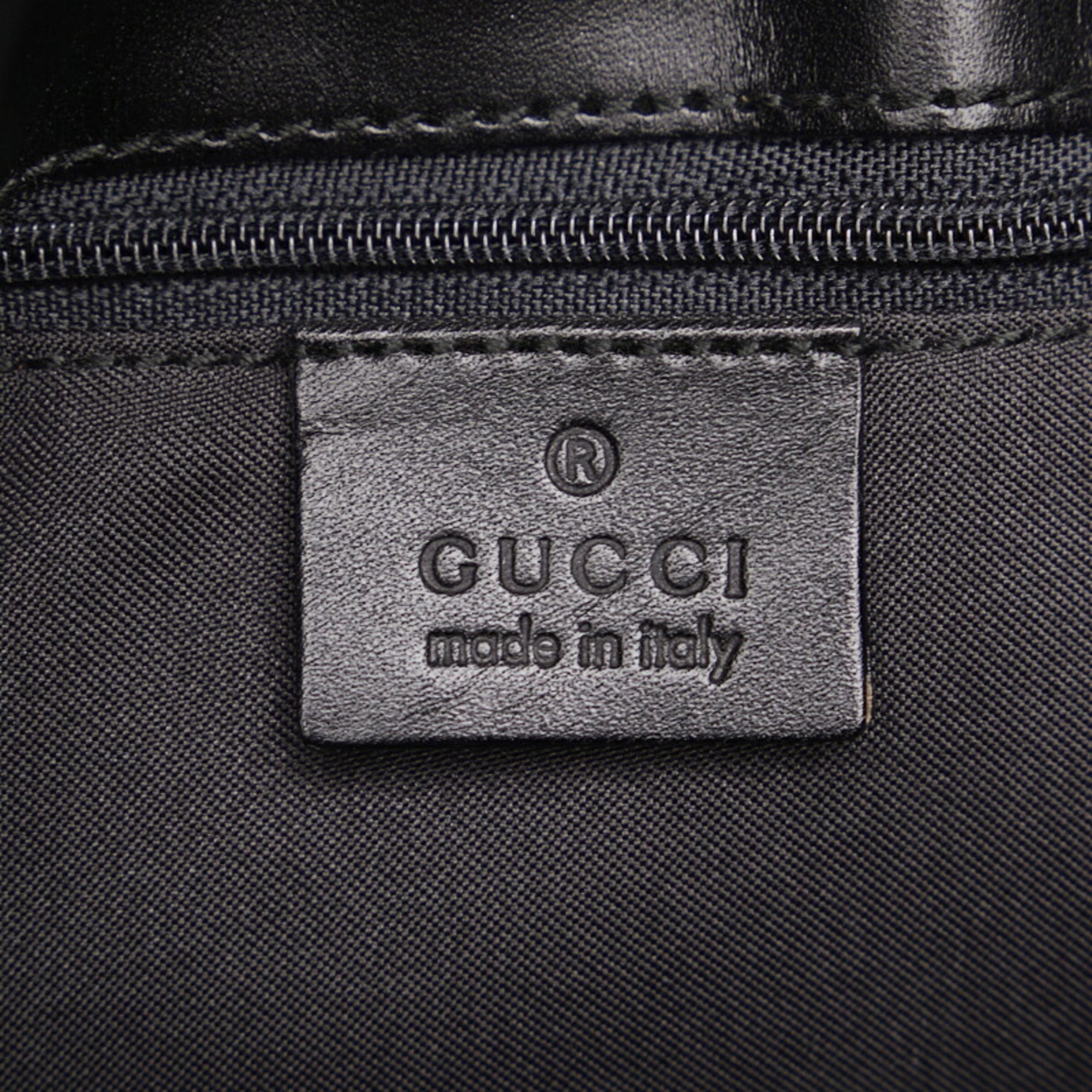 GUCCI GG canvas handbag tote bag 0021080 black leather ladies