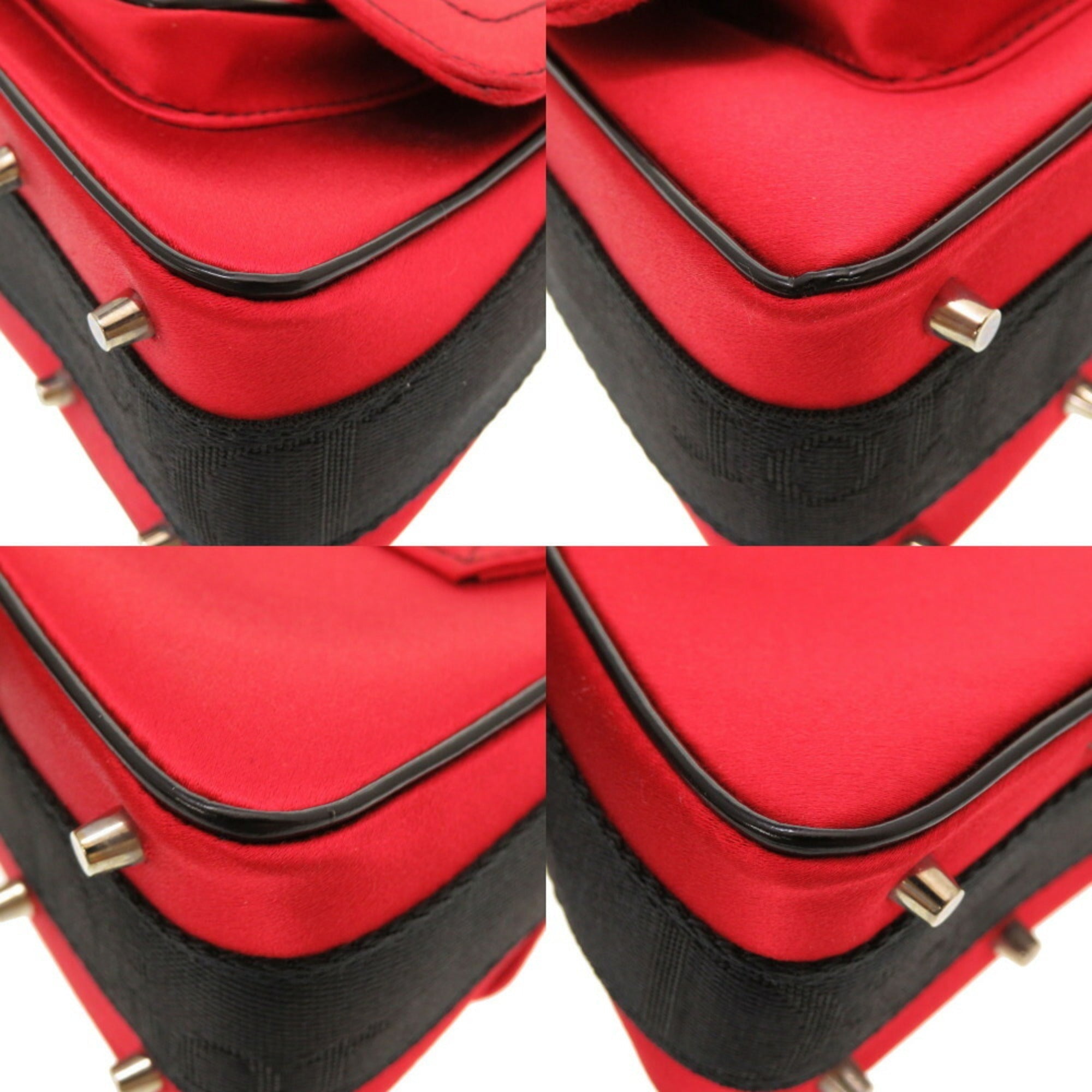 CHRISTIAN DIOR Rhinestone Satin Stone Red Handbag