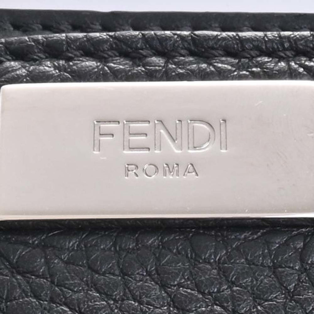 FENDI Selleria Leather Peekaboo Essential Handbag 7VA506 Black Ladies