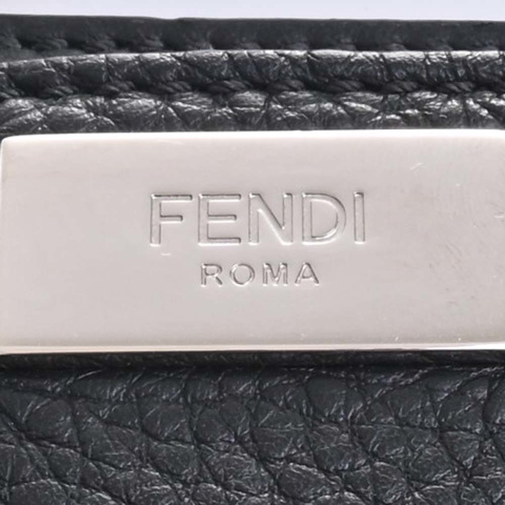 FENDI Selleria Leather Peekaboo Essential Handbag 7VA506 Black Ladies