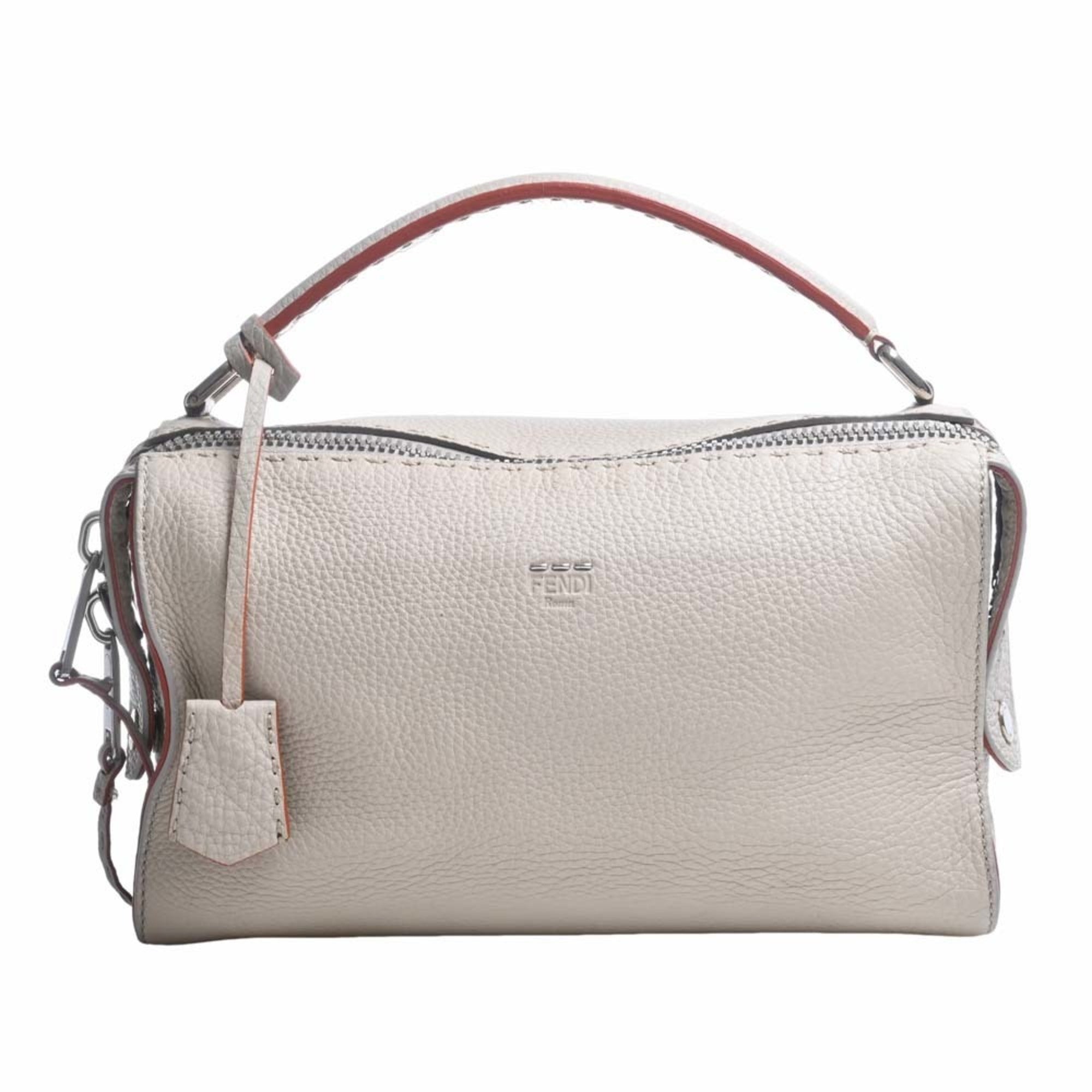 FENDI Selleria Leather Ray Handbag 8BL137 Beige Ladies