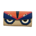 FENDI  Monster Silver Hardware Leather Long Wallet [bi-fold] Blue,Ivory,Pink