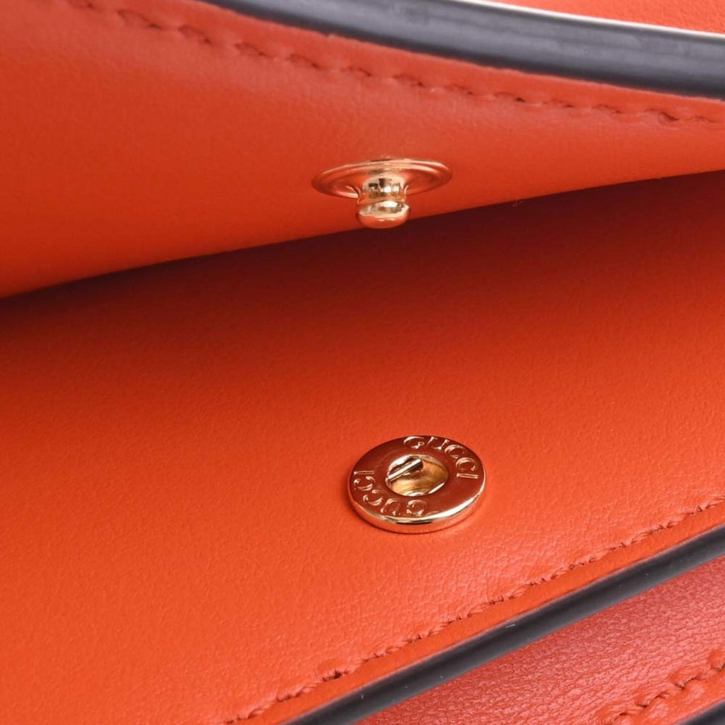 GUCCI GG Matelasse Leather Card Case Bifold Wallet 723786 Orange Ladies