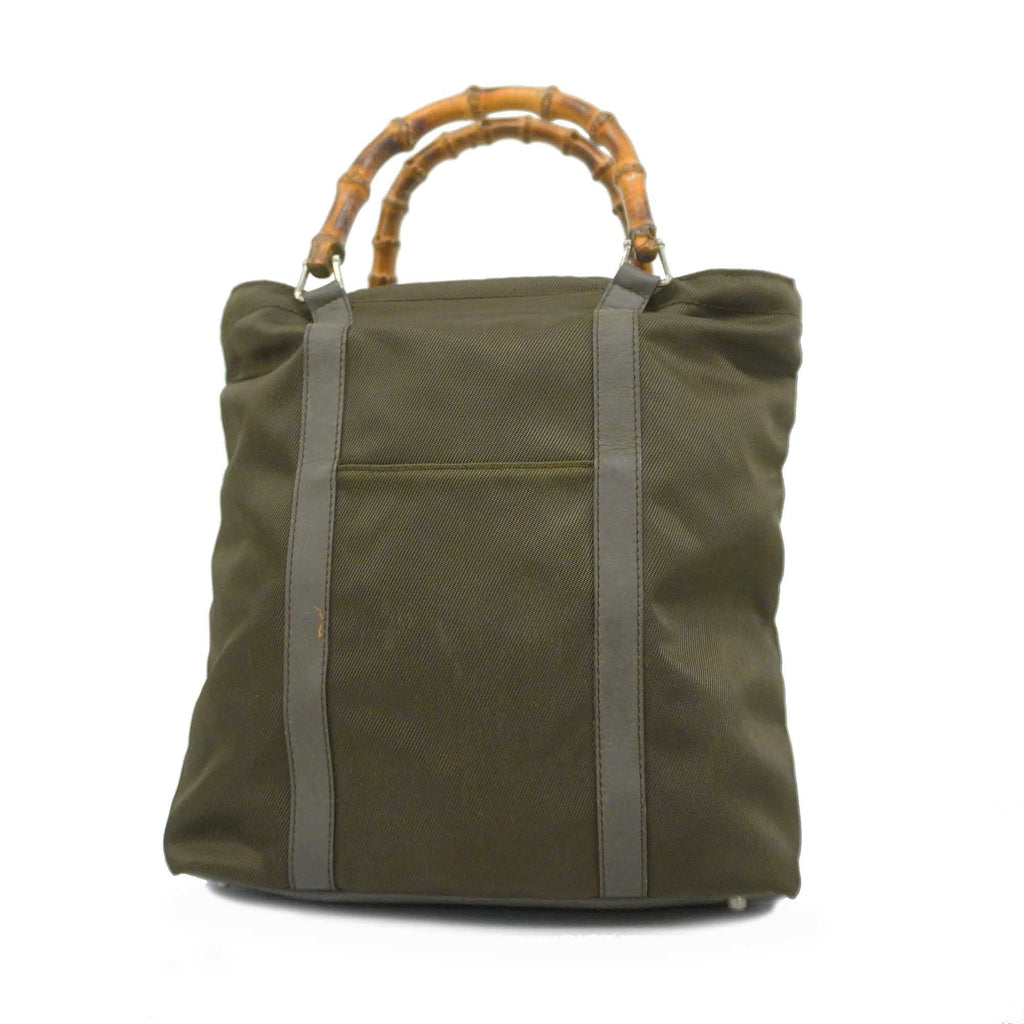 GUCCI  Bamboo Handbag 000 1998 0508 Women's Nylon Canvas Handbag Brown