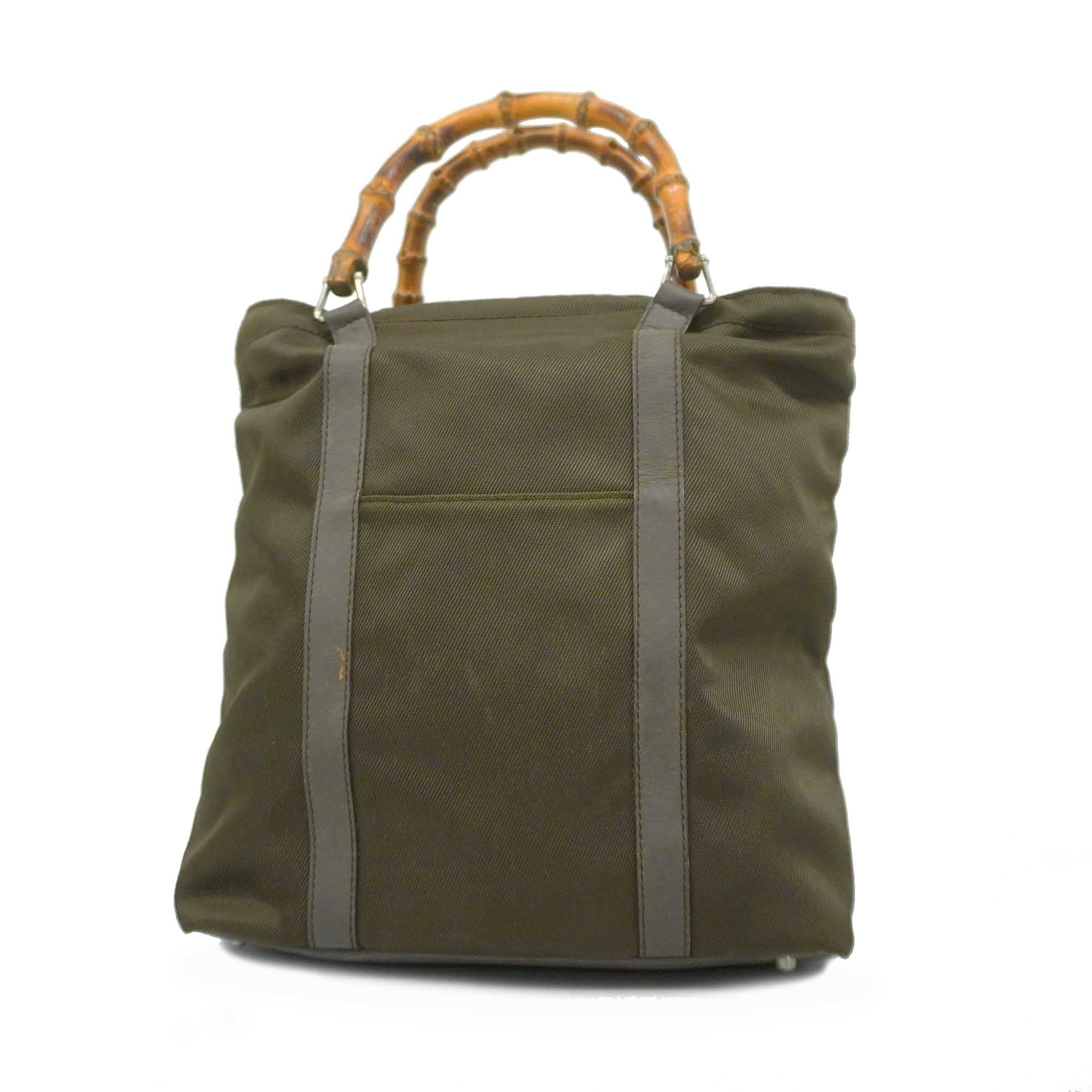 GUCCI  Bamboo Handbag 000 1998 0508 Women's Nylon Canvas Handbag Brown