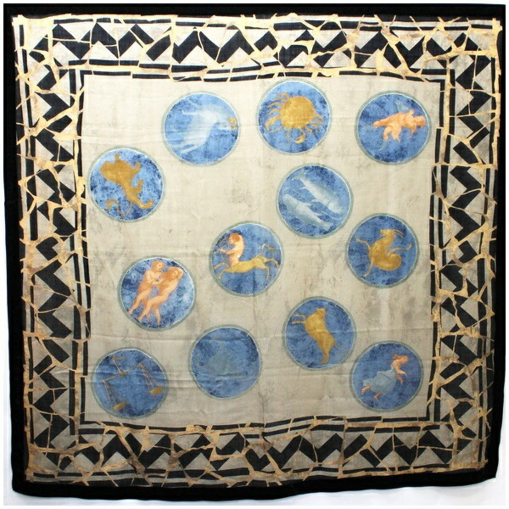 FENDI wool shawl stole constellation pattern khaki x black ladies