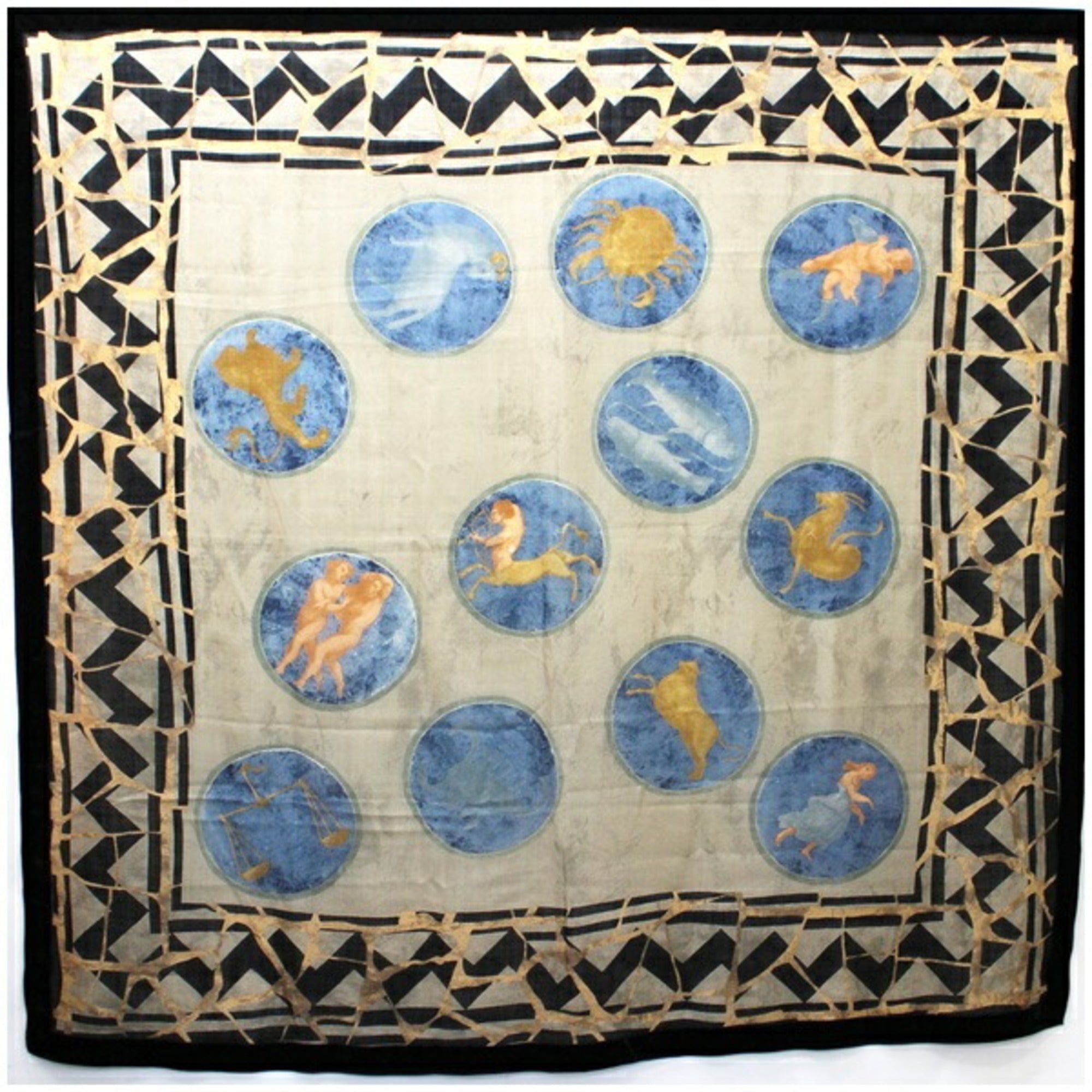 FENDI wool shawl stole constellation pattern khaki x black ladies
