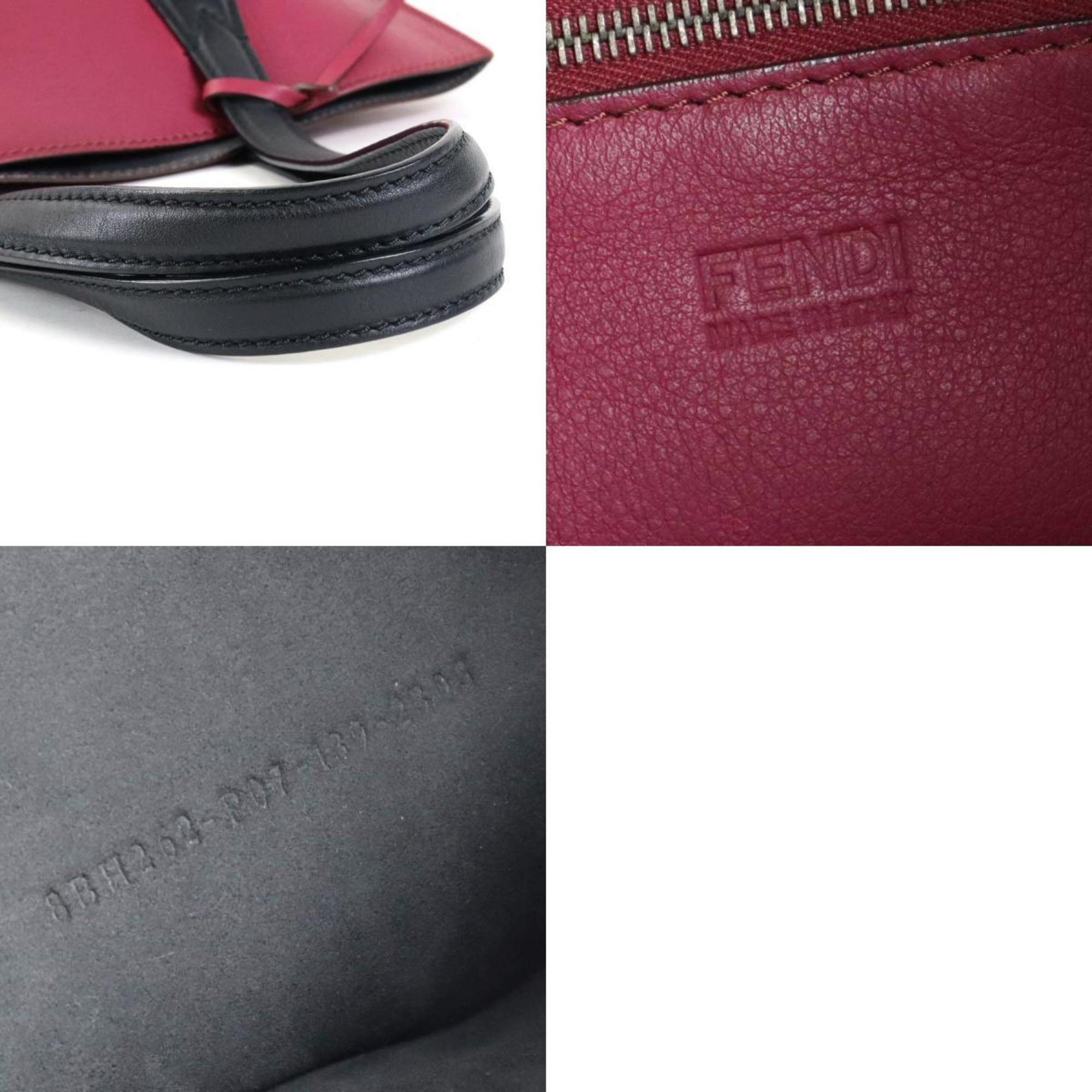 FENDI Handbag Tote Bag Leather Magenta/Black Ladies