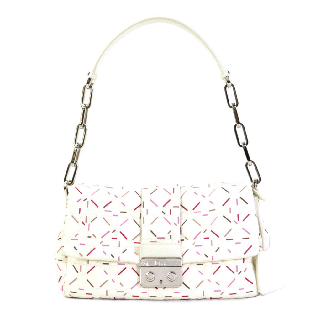 CHRISTIAN DIOR Shoulder Bag Canage Leather White Series Women's