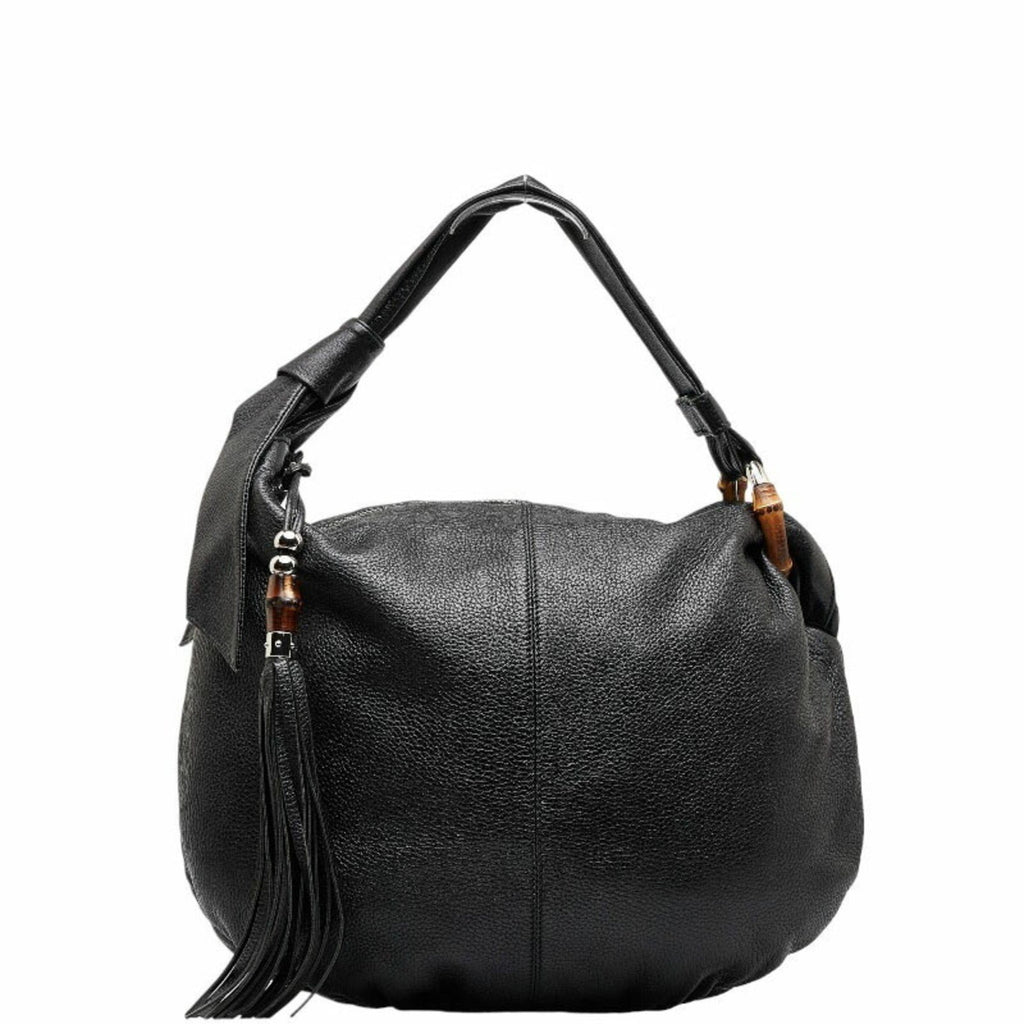 GUCCI Bamboo Hobo One Shoulder Bag 232930 Black Leather Women's