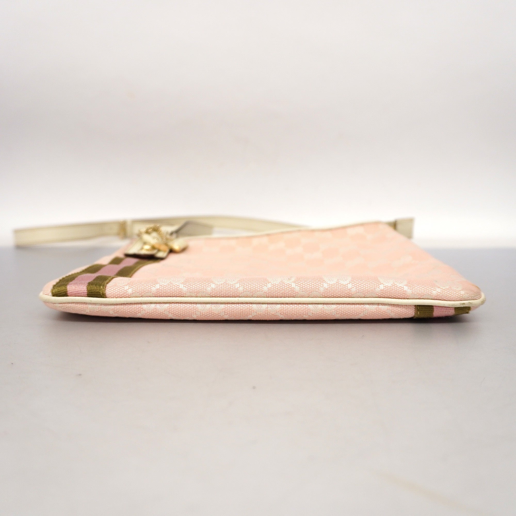 GUCCI  Sherry Line 144388 Women's GG Canvas,Leather Shoulder Bag Ivory,Pink