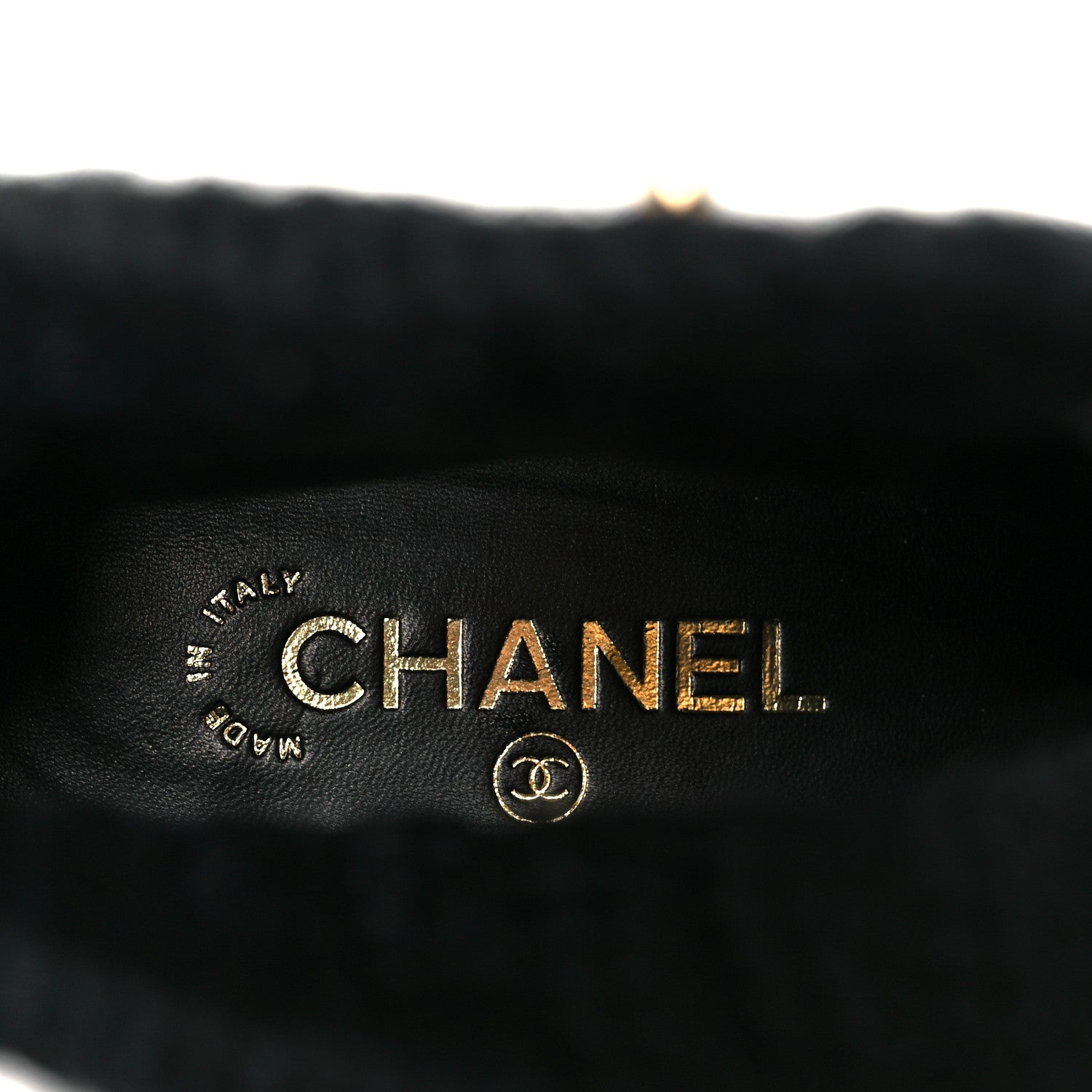 Calfskin Knit CC Short Boots 38 Black
