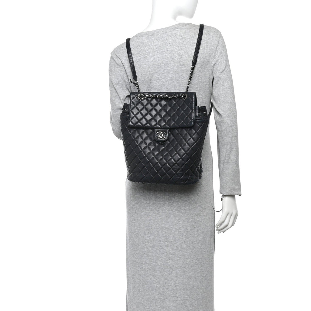 Chanel Calfskin Quilted Small Urban Spirit Backpack Black