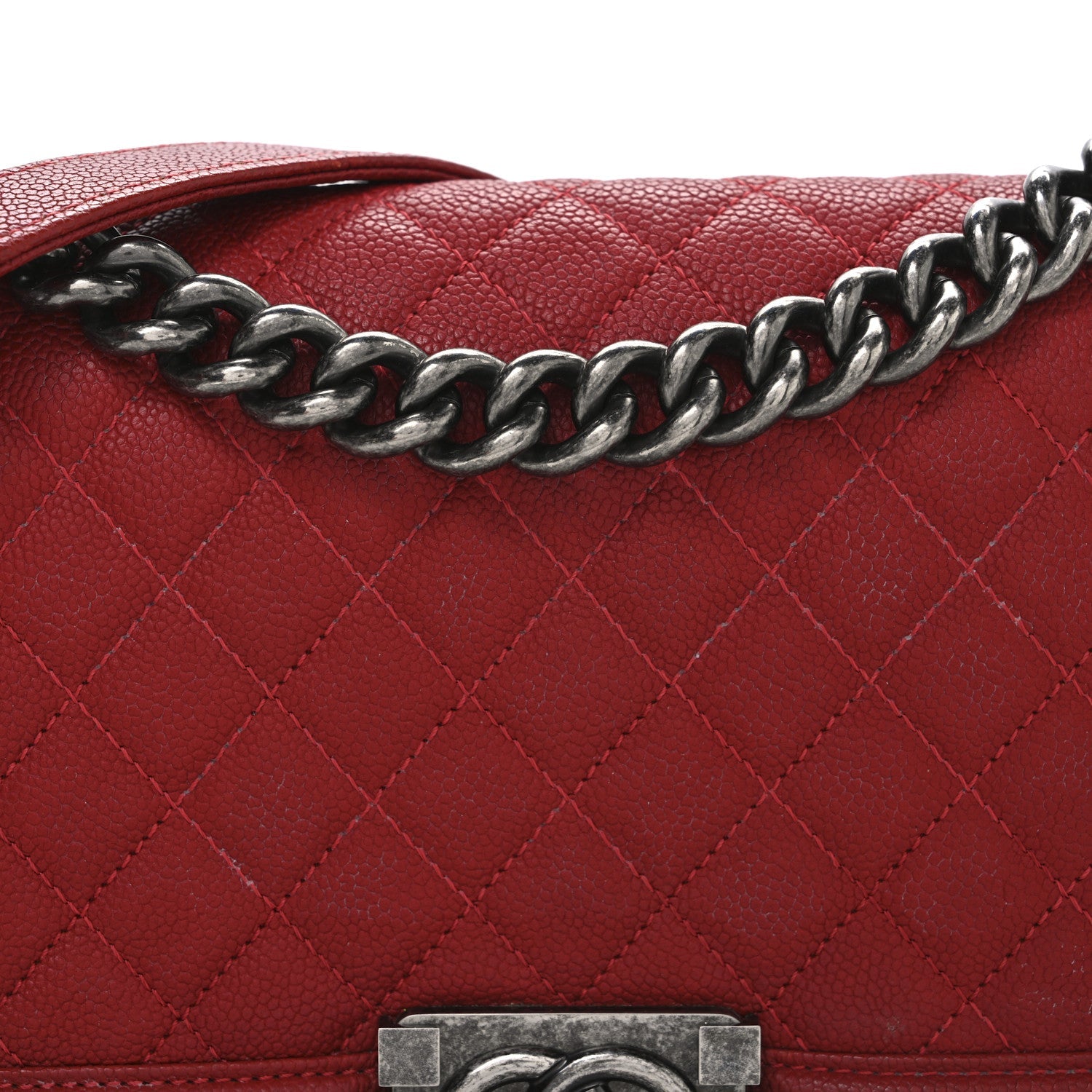 Chanel Caviar Quilted Medium Boy Flap Red