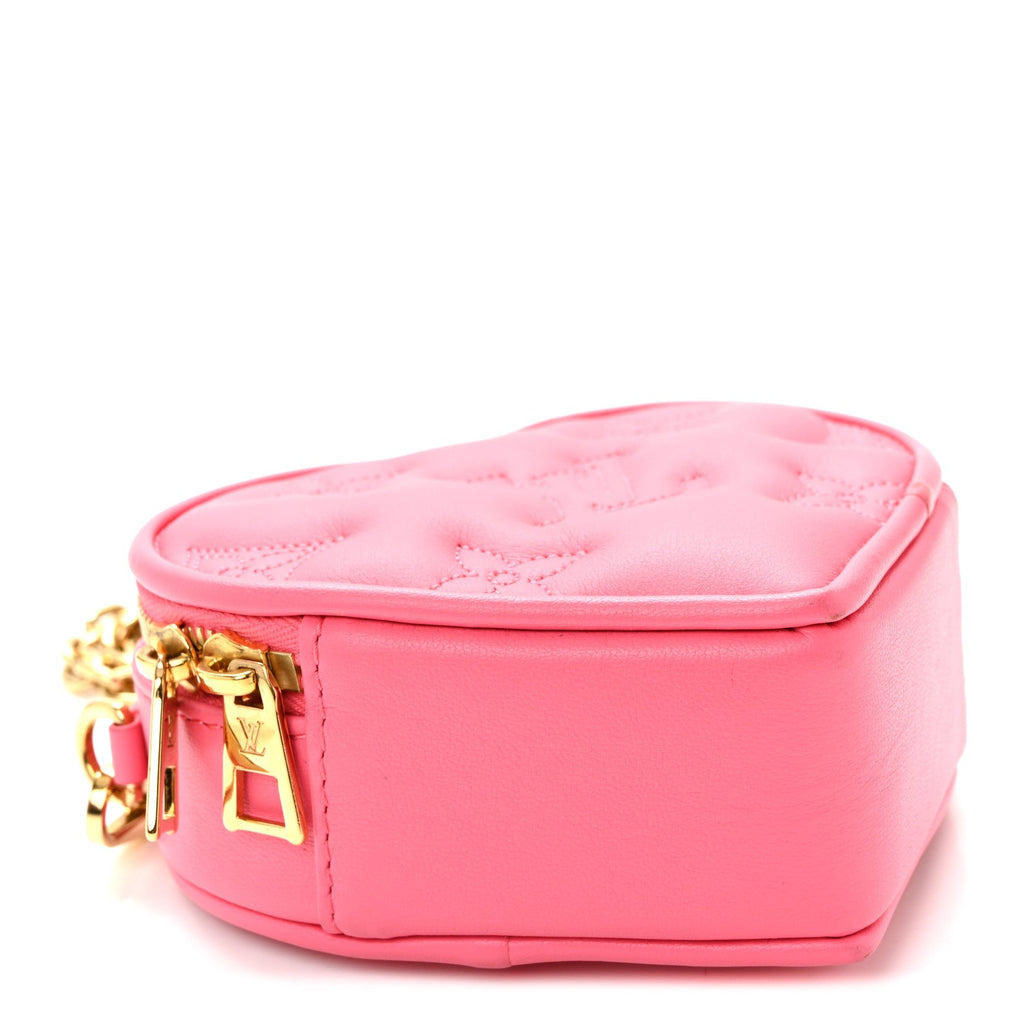 Louis Vuitton Calfskin Embroidered Monogram Pop My Heart Bag Pouch Dragon Fruit Pink