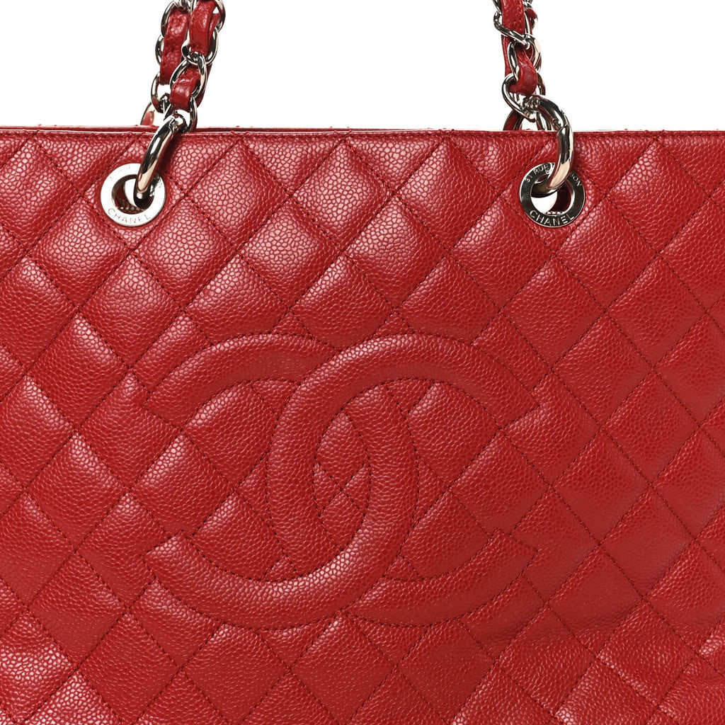 Chanel Caviar Quilted Grand Shopping Tote GST Red
