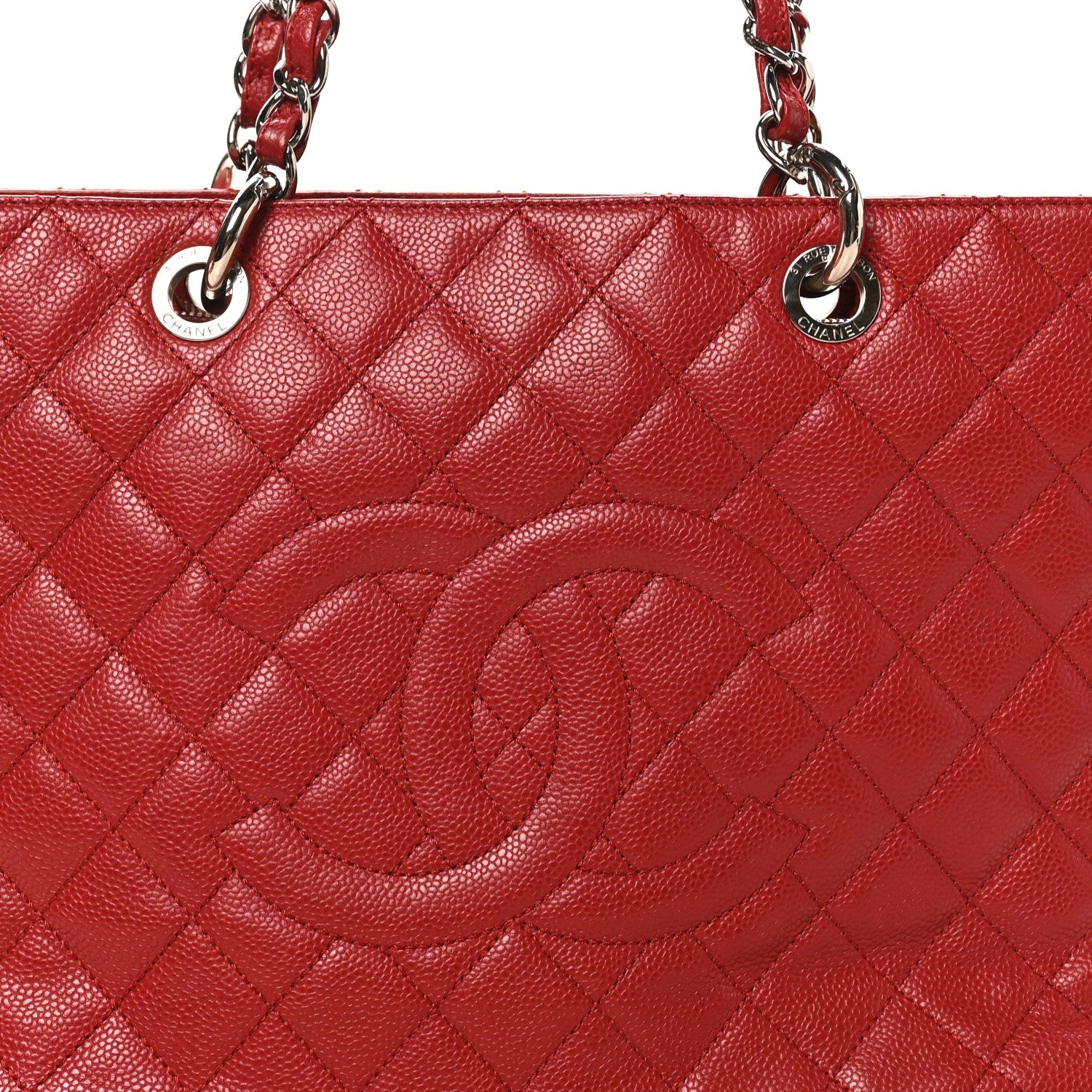 Chanel Caviar Quilted Grand Shopping Tote GST Red