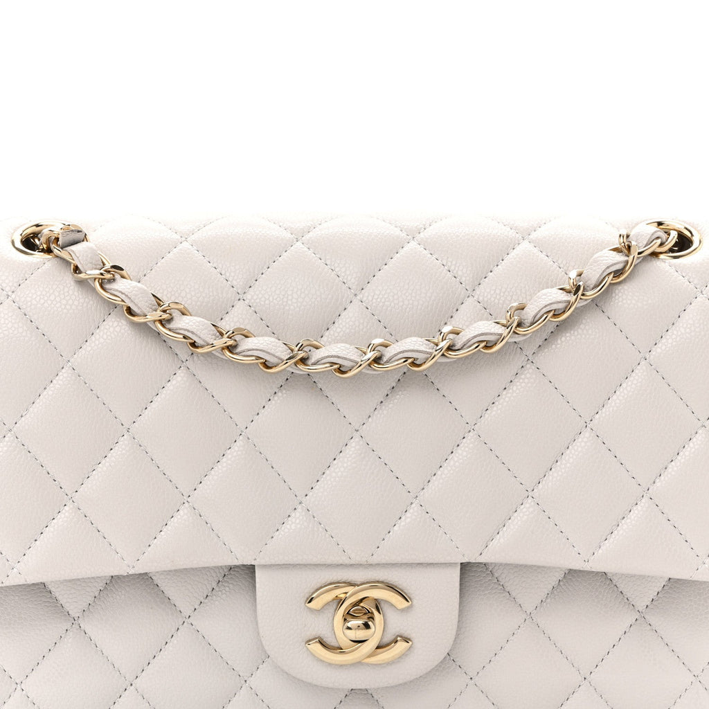 Chanel Caviar Quilted Medium Double Flap Light Grey
