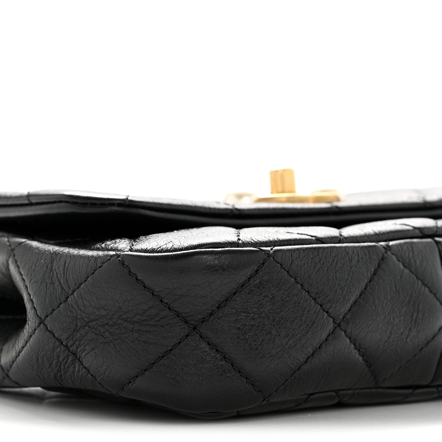 Chanel Glazed Calfskin Quilted Mini Pearl Side Flap Black