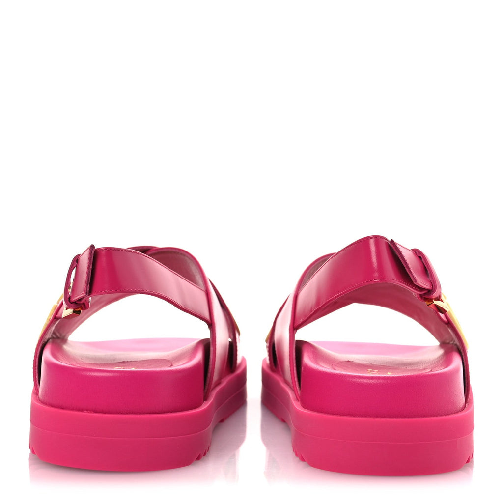 Gucci Calfskin Elizabeth Nappa Charlotte Logo Slingback Sandals 36 Fancy Fuchsia