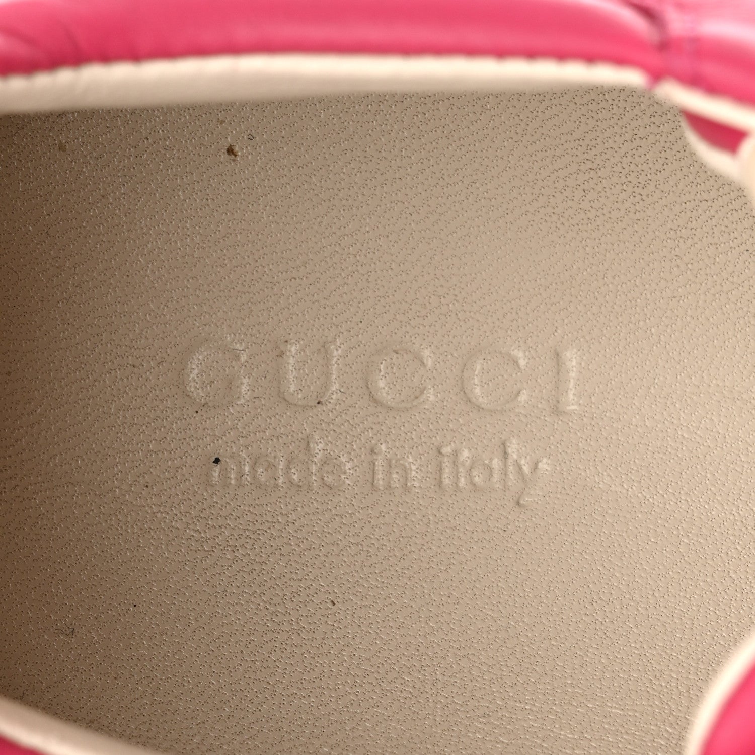 Gucci Calfskin Logo Womens Rhyton Sneakers 35 Box Pink