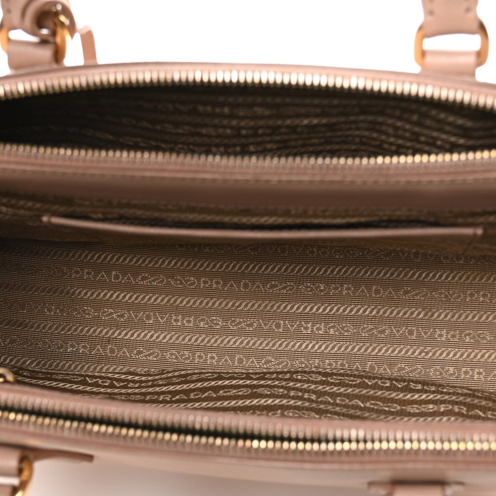 Prada Saffiano Small Galleria Double Zip Tote Cammeo