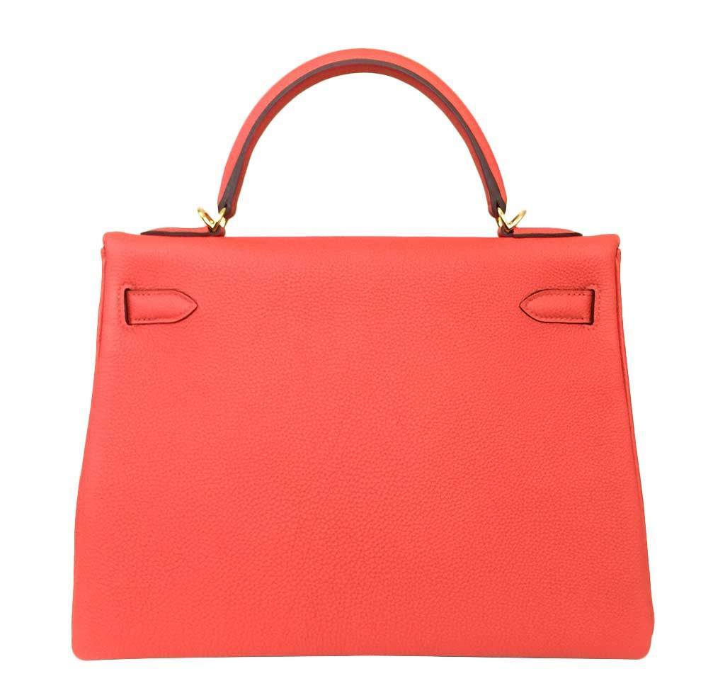 Hermès Kelly 32 Capucine Togo Bag GHW